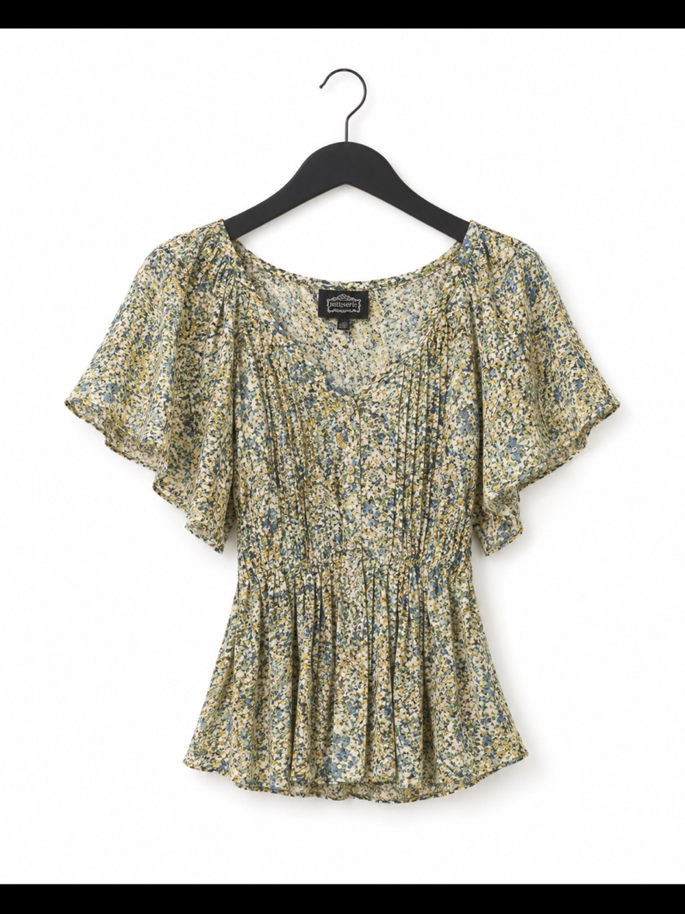 Angie Blue and Cream Floral Blouse